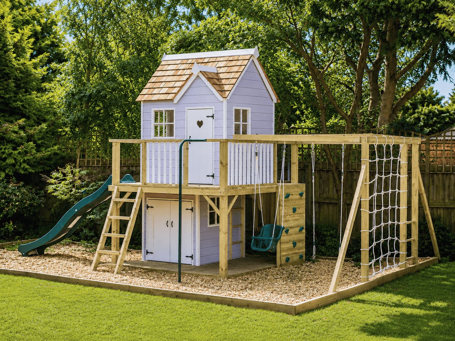 A Bespoke Damson Mega playcentre composed as an architectural feature within the garden